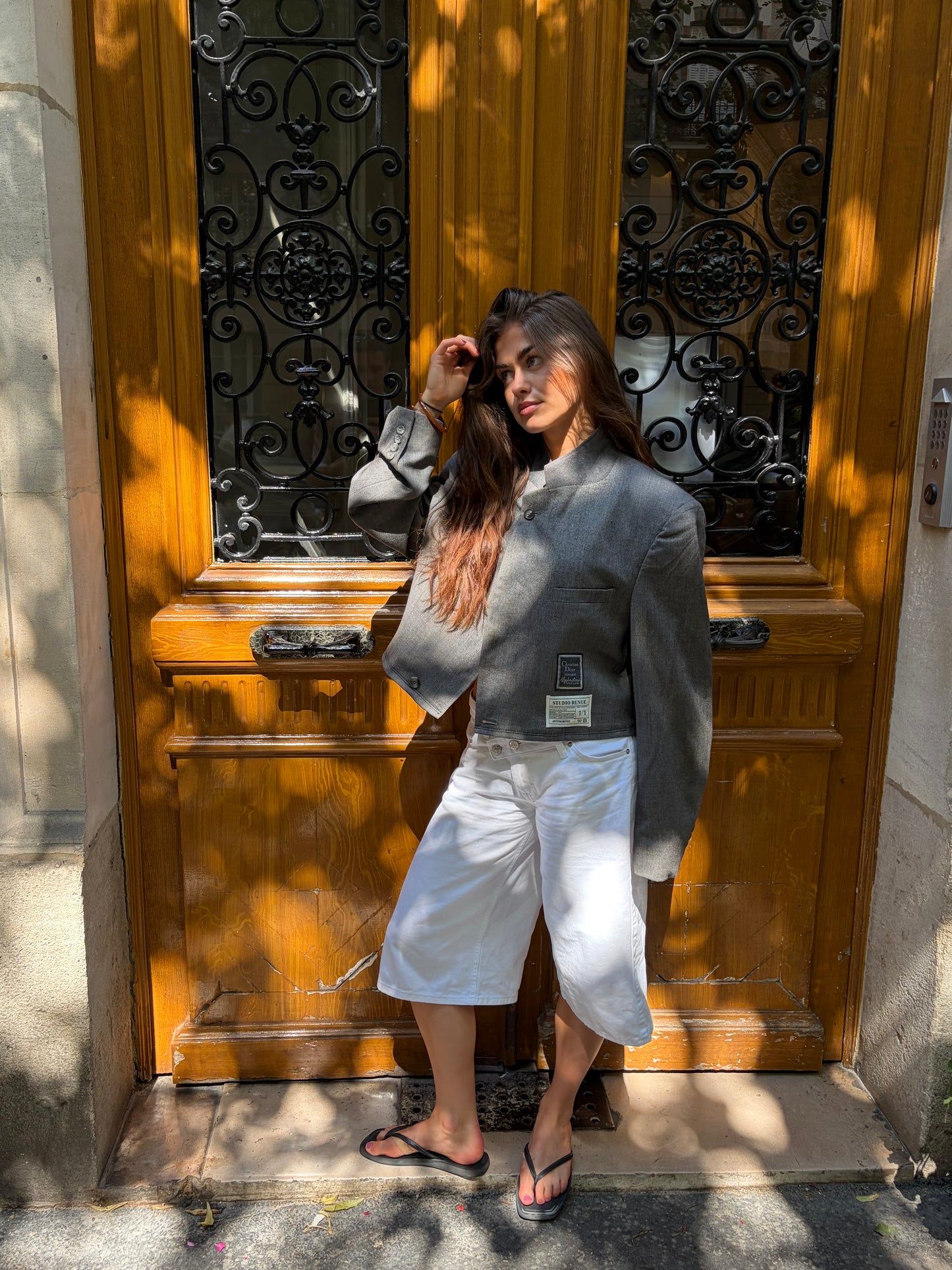 RENUED HIGH NECK CROPPED DIOR GREY