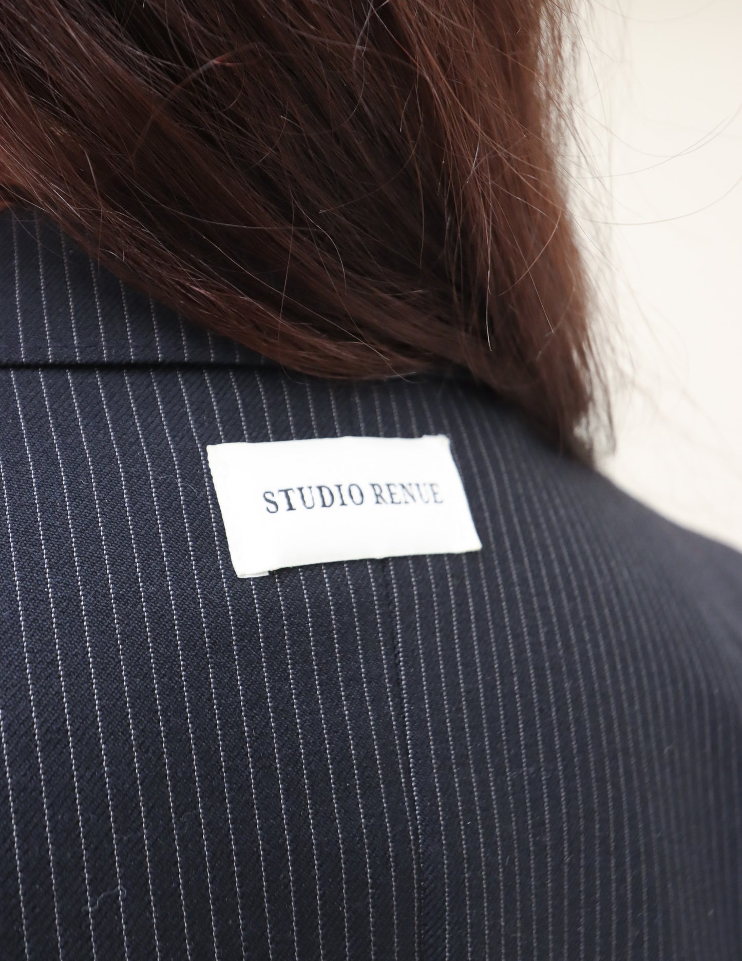 RENUED CROPPED NY INSPIRED BLAZER DARK BLUE STRIPED