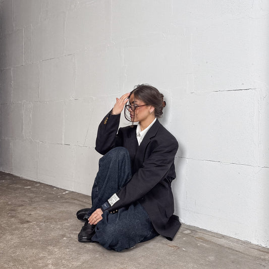 RENUED TAILORED BURBERRY BLAZER DARK BLUE PLAID