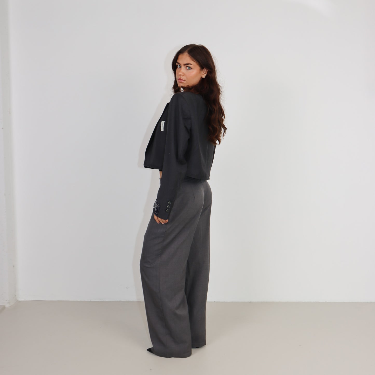 RENUED CROPPED BURBERRY BLAZER GREY
