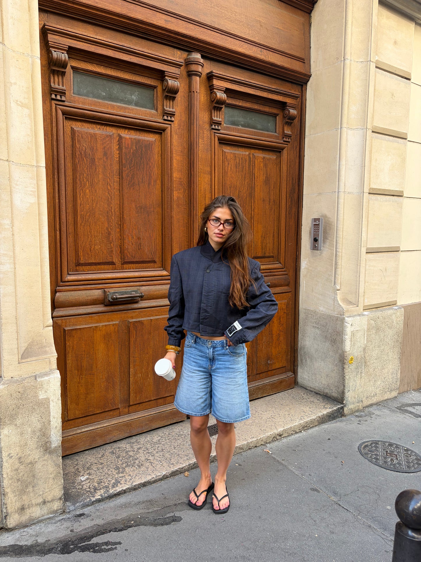RENUED HIGH NECK BOMBER DIOR BLAZER NAVY PLAID