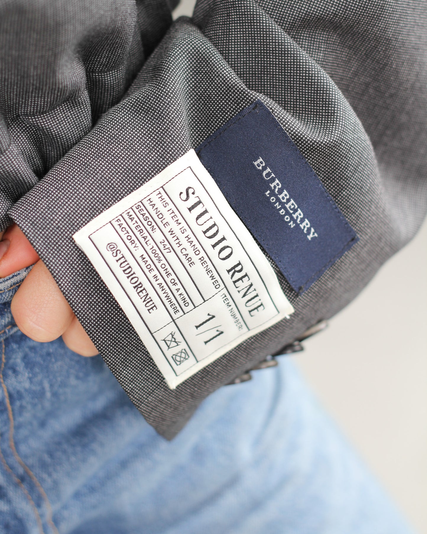 RENUED CROPPED BOMBER BURBERRY BLAZER GREY