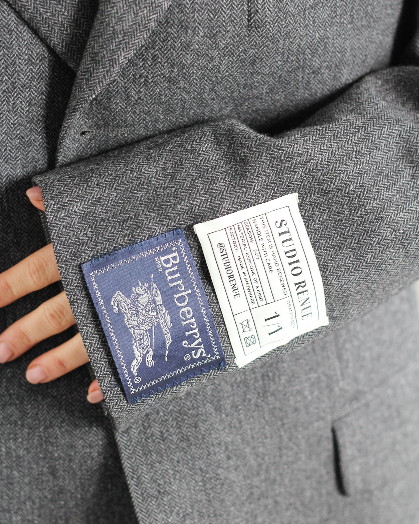 RENUED BURBERRY BLAZER WOOL GREY