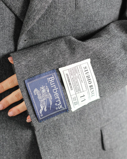 RENUED BURBERRY BLAZER WOOL GREY