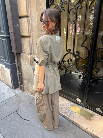 RENUED TAILORED SHORT SLEEVE YSL BLAZER BEIGE