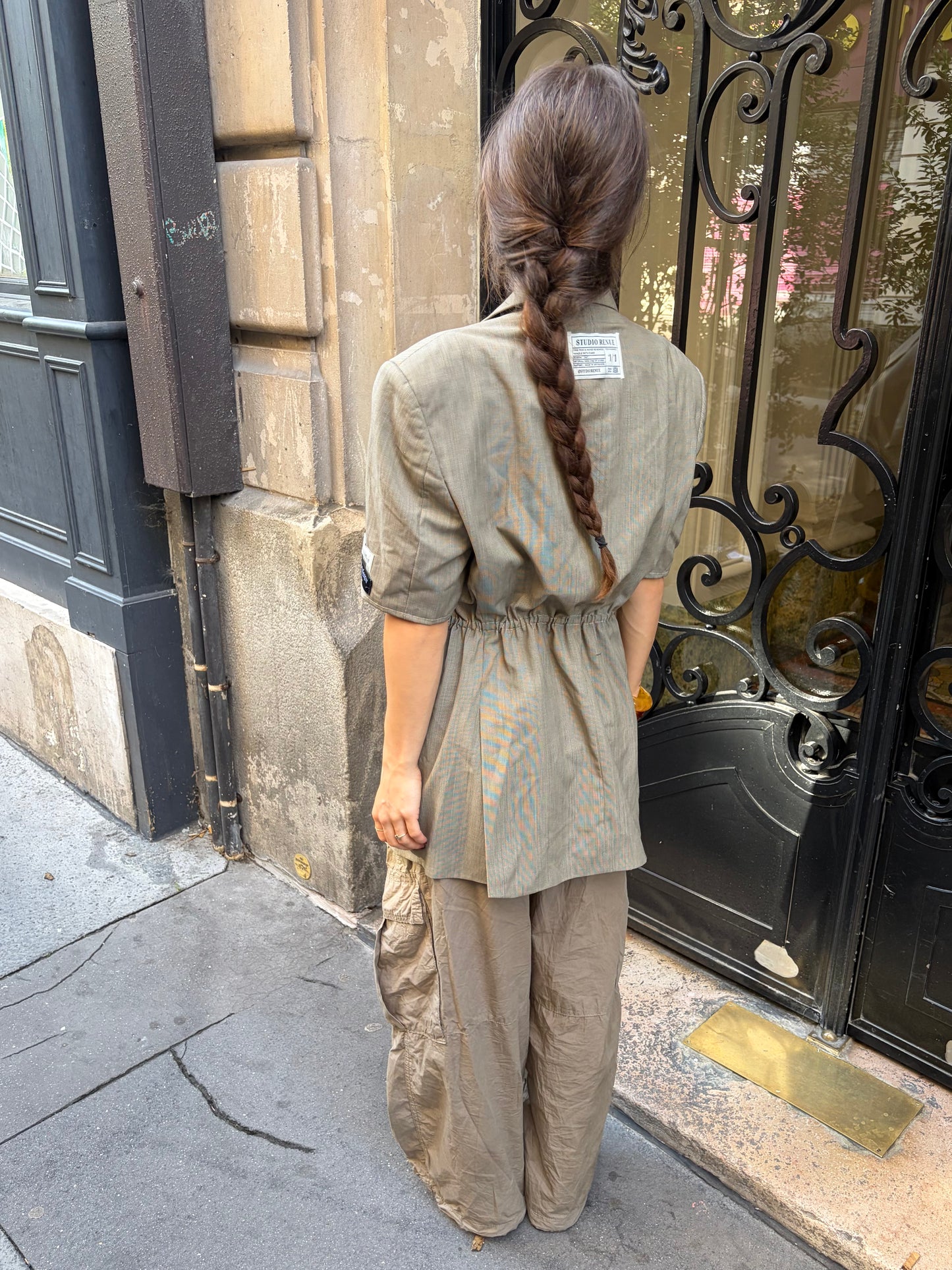 RENUED TAILORED SHORT SLEEVE YSL BLAZER BEIGE