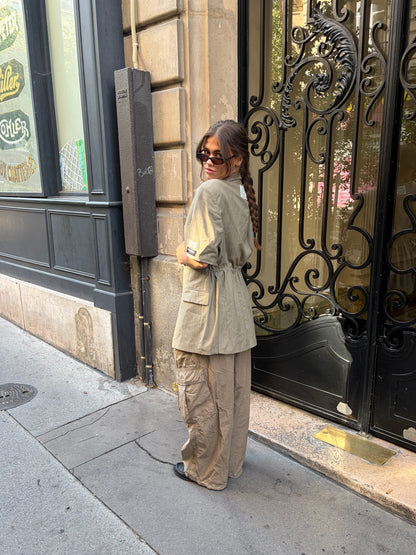 RENUED TAILORED SHORT SLEEVE YSL BLAZER BEIGE