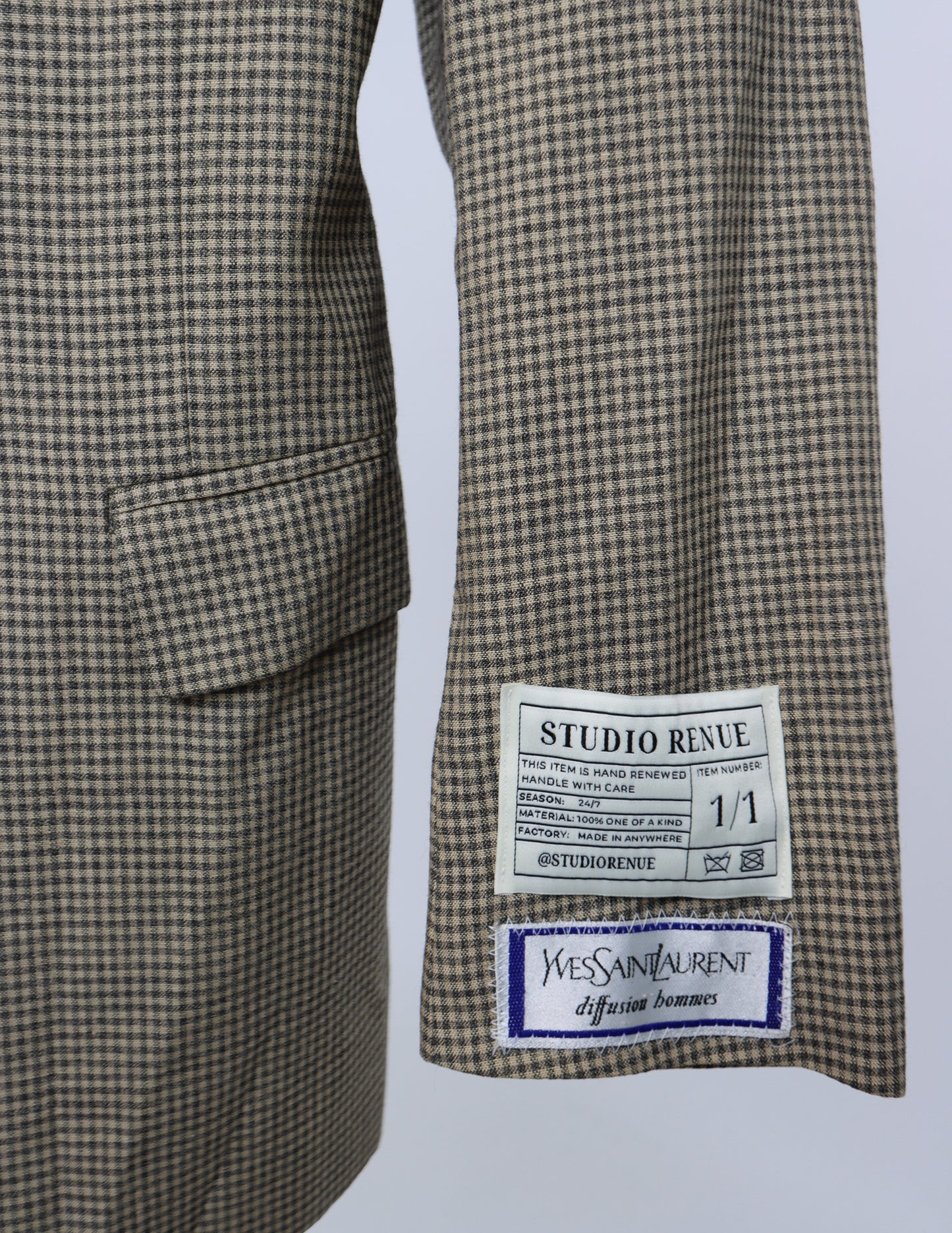 RENUED TAILORED YSL BLAZER BEIGE PLAID