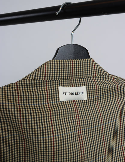 RENUED CROPPED BOMBER BURBERRY BLAZER BEIGE PLAID