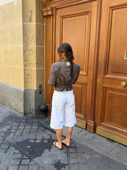 RENUED CROPPED TAILORED YSL BLAZER BEIGE PLAID