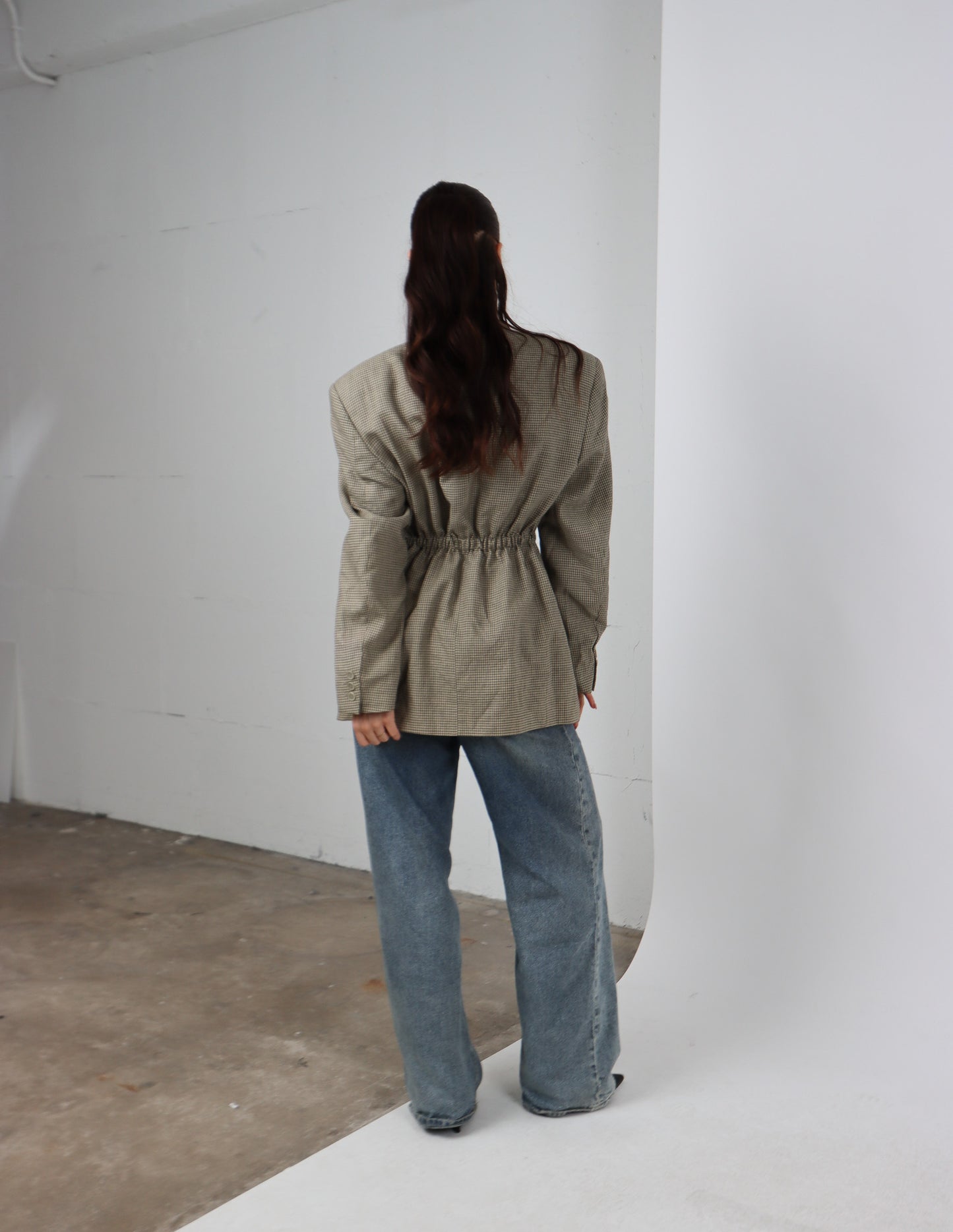 RENUED TAILORED YSL BLAZER BEIGE PLAID