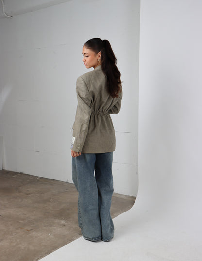 RENUED TAILORED YSL BLAZER BEIGE PLAID