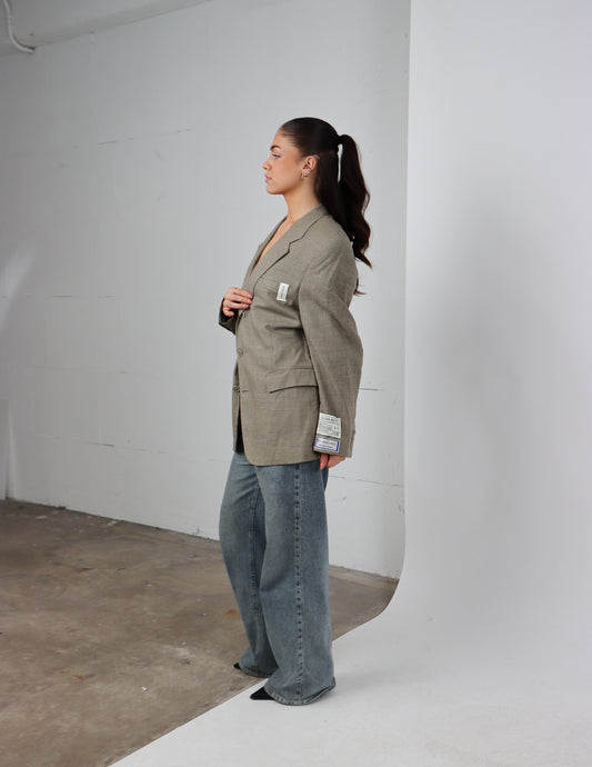 RENUED TAILORED YSL BLAZER BEIGE PLAID