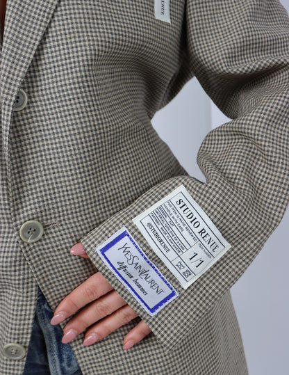 RENUED TAILORED YSL BLAZER BEIGE PLAID