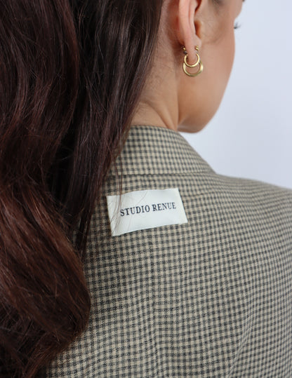 RENUED TAILORED YSL BLAZER BEIGE PLAID