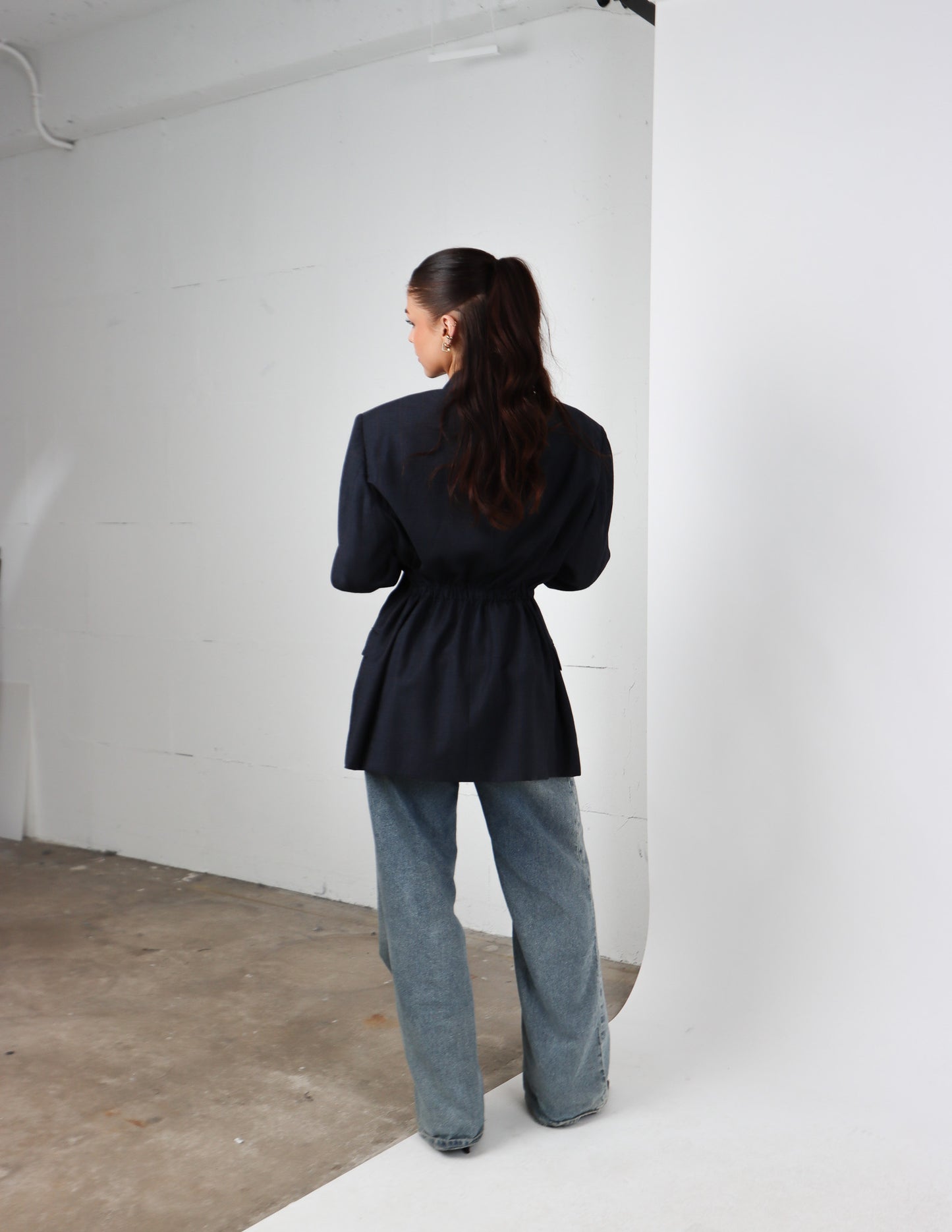 RENUED TAILORED BURBERRY BLAZER NAVY