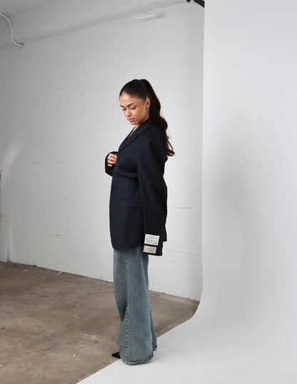 RENUED TAILORED BURBERRY BLAZER NAVY