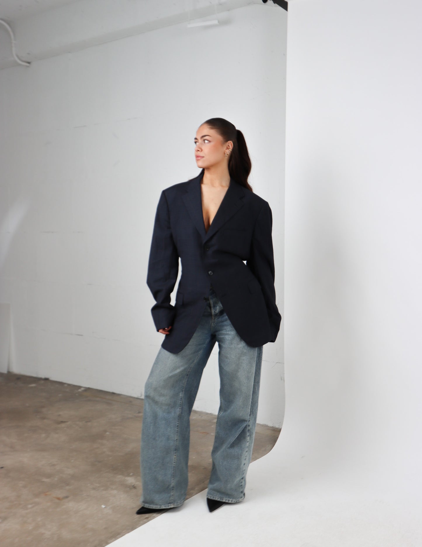 RENUED TAILORED BURBERRY BLAZER NAVY