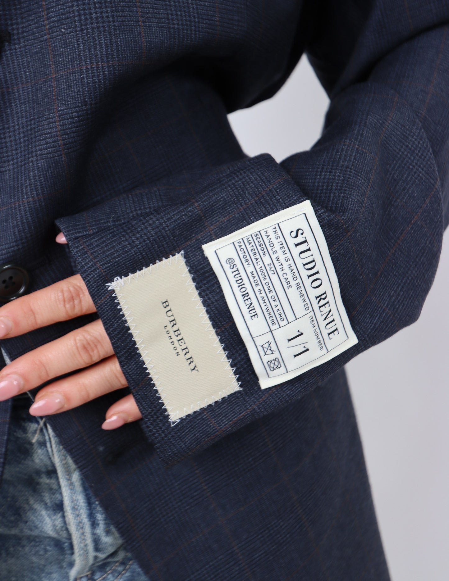 RENUED TAILORED BURBERRY BLAZER NAVY