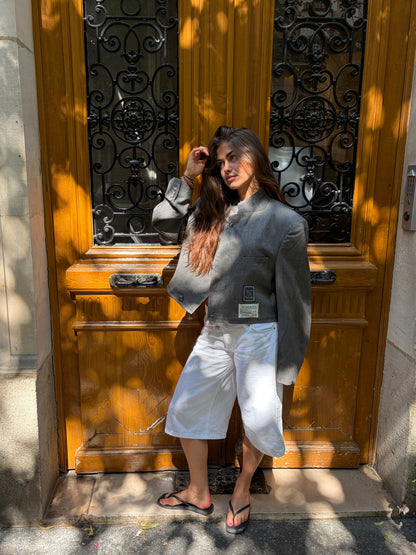 RENUED HIGH NECK CROPPED DIOR GREY