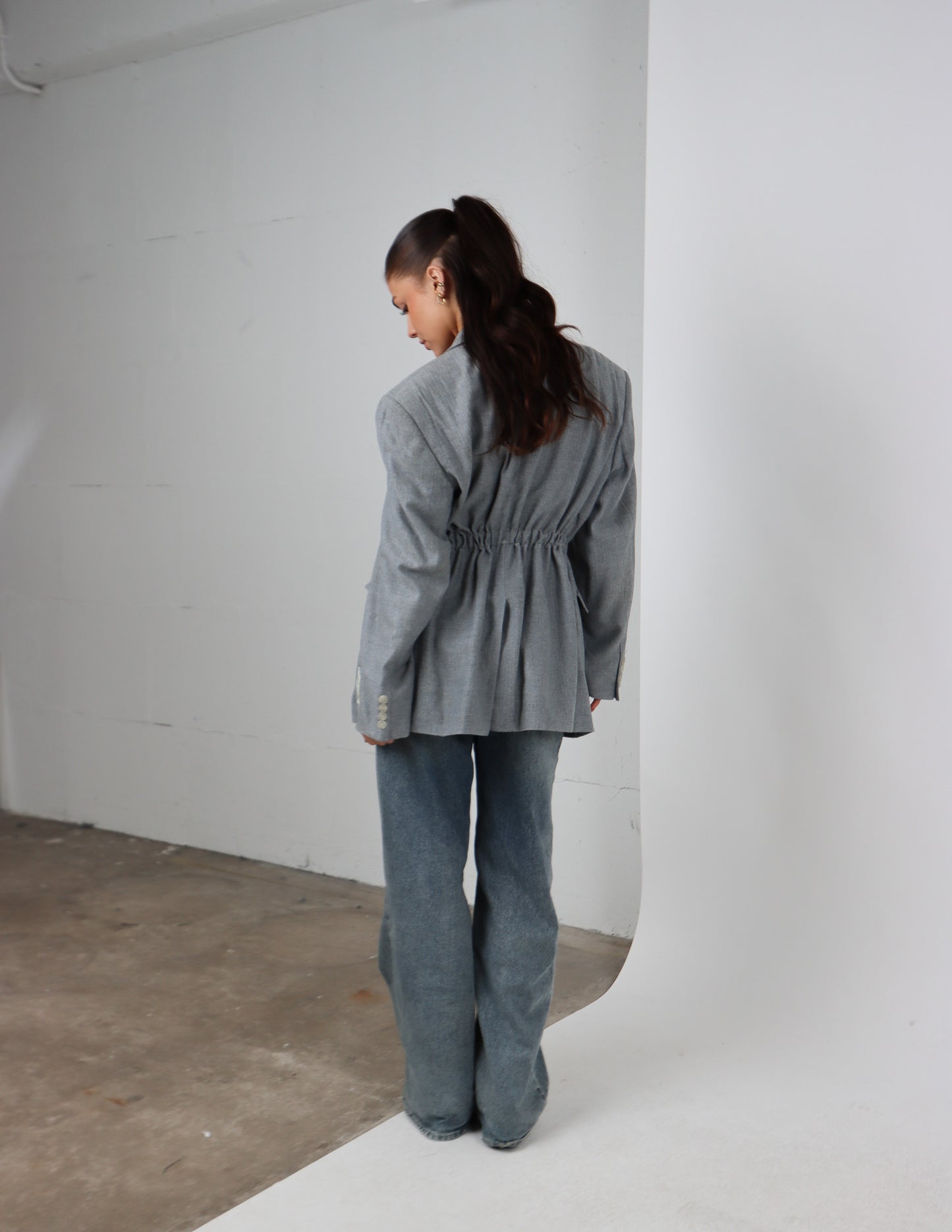 RENUED TAILORED YSL BLAZER LIGHT GREY