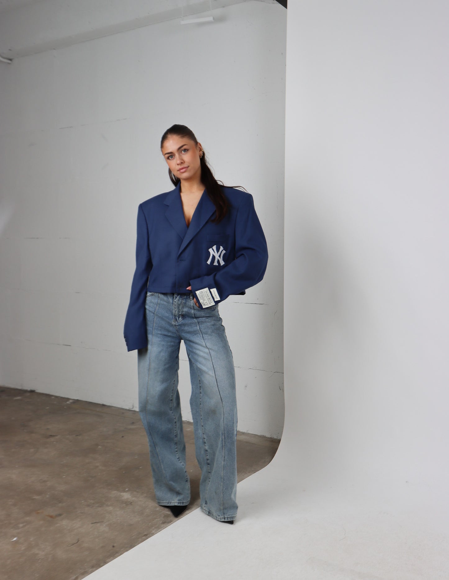 RENUED CROPPED NY INSPIRED BLAZER BLUE