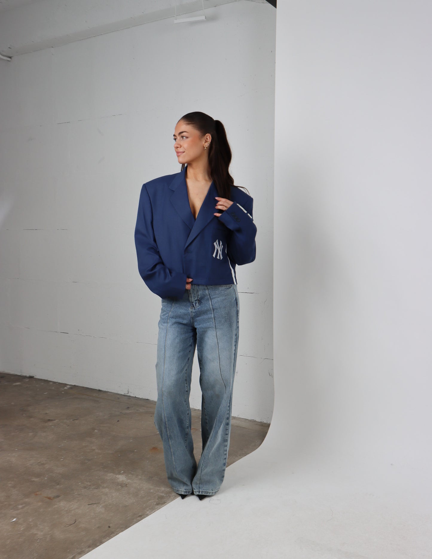 RENUED CROPPED NY INSPIRED BLAZER BLUE