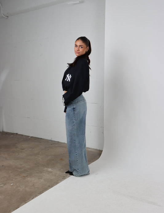 RENUED CROPPED BOMBER NY INSPIRED BLAZER NAVY