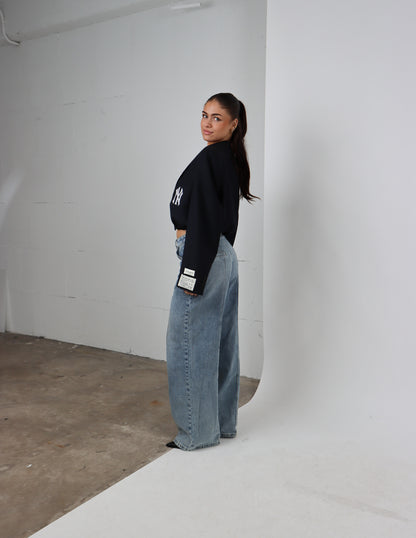 RENUED CROPPED BOMBER NY INSPIRED BLAZER NAVY