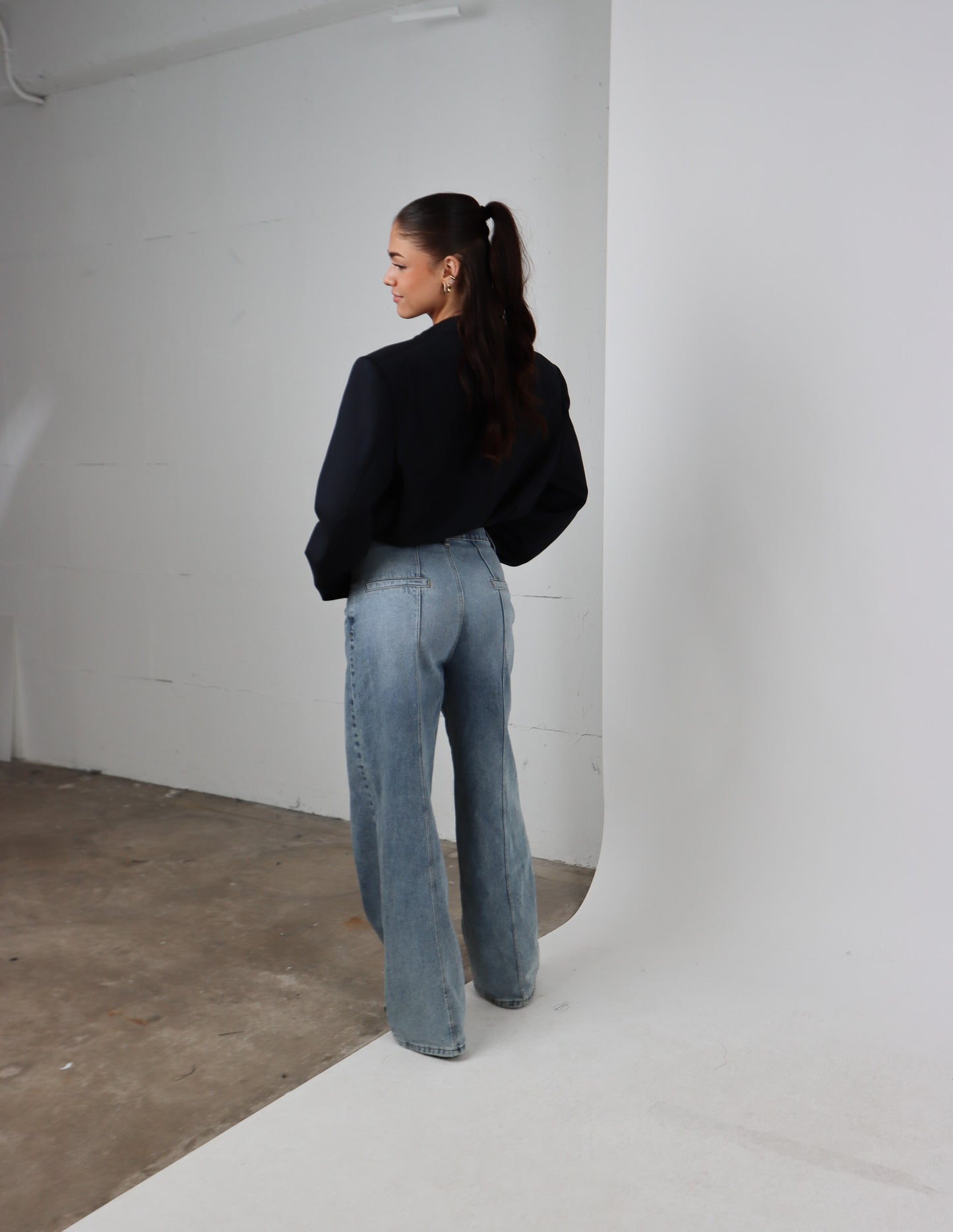 RENUED CROPPED BOMBER NY INSPIRED BLAZER NAVY