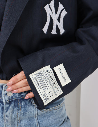 RENUED CROPPED BOMBER NY INSPIRED BLAZER NAVY