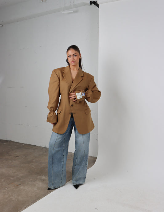 RENUED TAILORED YSL WOOL BLAZER BEIGE
