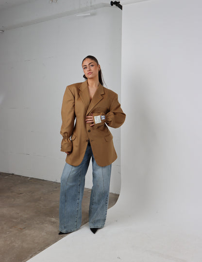 RENUED TAILORED YSL WOOL BLAZER BEIGE