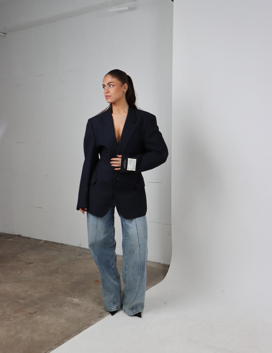 RENUED TAILORED YSL BLAZER NAVY STRIPED