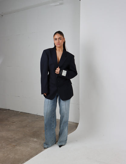 RENUED TAILORED YSL BLAZER NAVY STRIPED