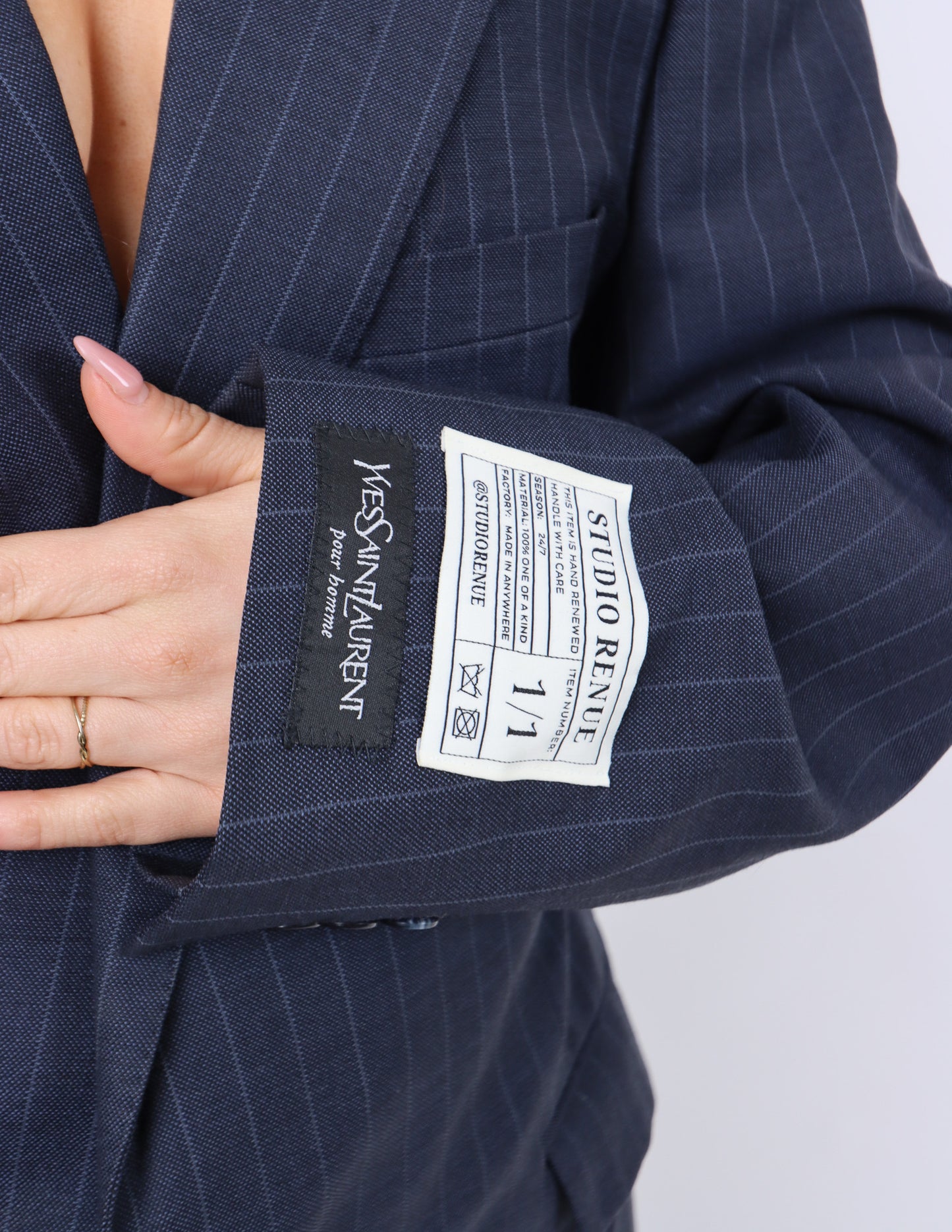 RENUED TAILORED YSL BLAZER NAVY STRIPED