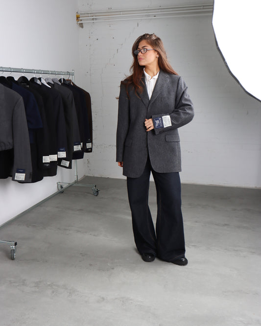 RENUED BURBERRY BLAZER WOOL GREY