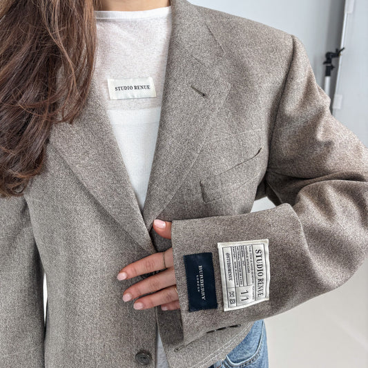 RENUED CROPPED TAILORED YSL BLAZER BEIGE