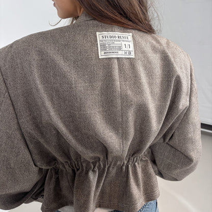 RENUED CROPPED TAILORED YSL BLAZER BEIGE
