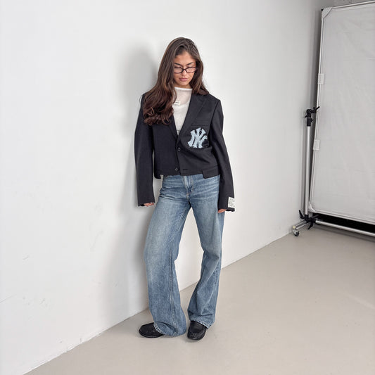 RENUED CROPPED TAILORED NY BLAZER GREY