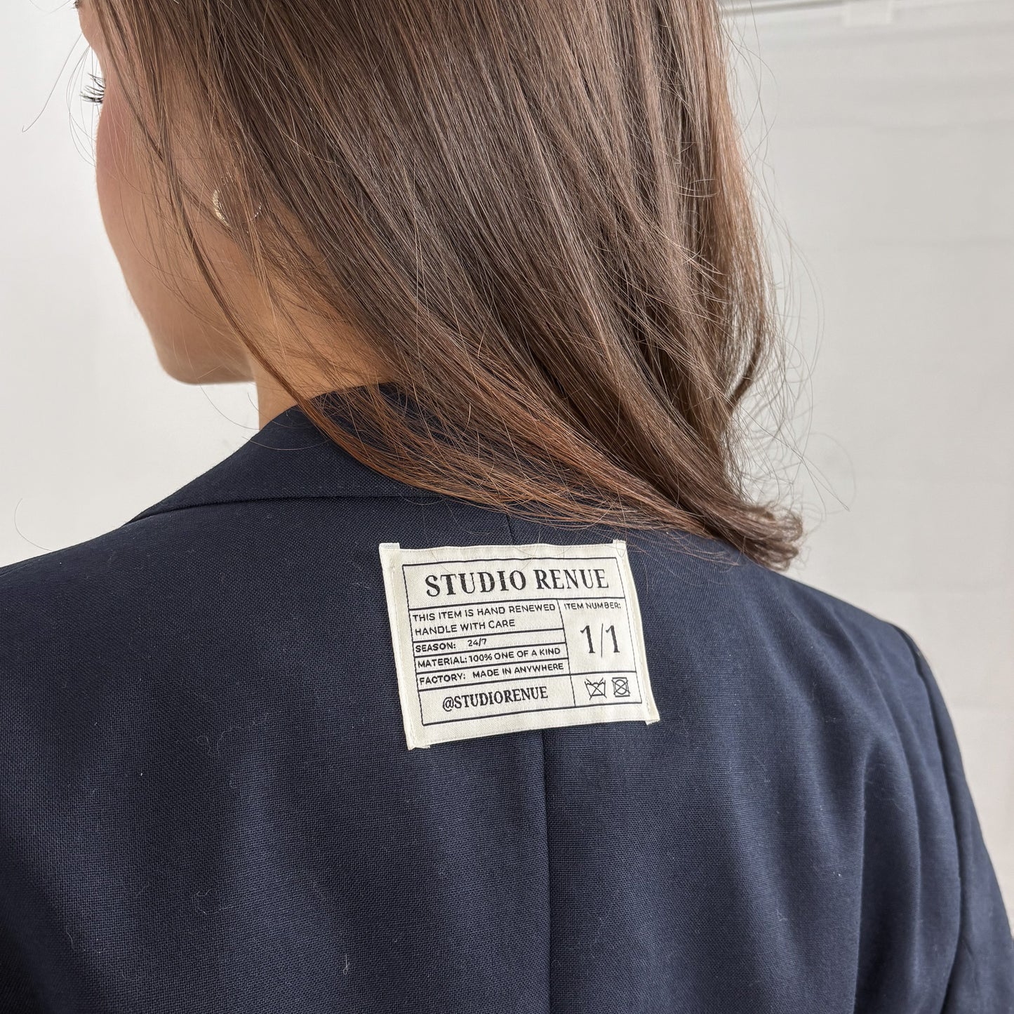 RENUED CROPPED BURBERRY SHORT SLEEVE BLAZER BLUE