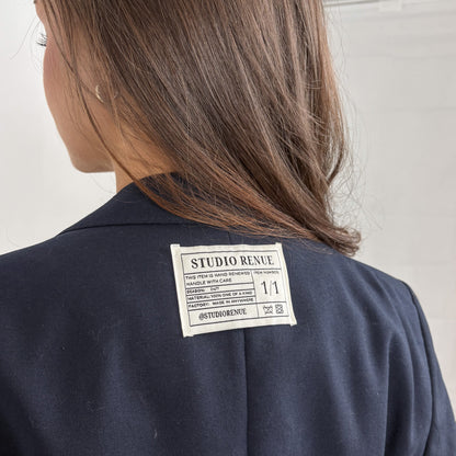 RENUED CROPPED BURBERRY SHORT SLEEVE BLAZER BLUE