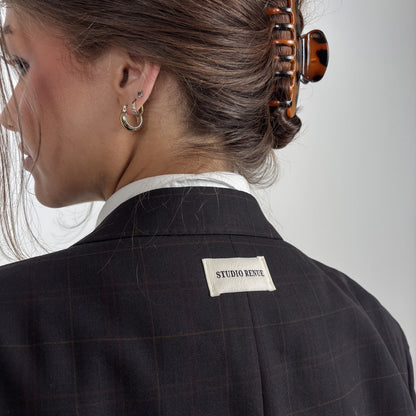 RENUED TAILORED BURBERRY BLAZER DARK BLUE PLAID