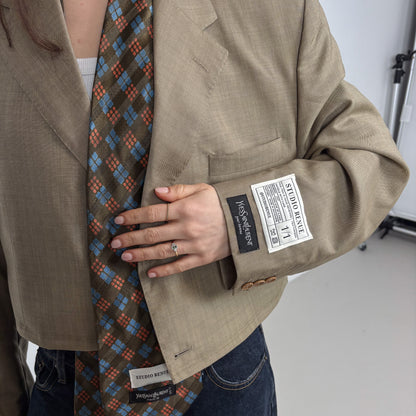 RENUED CROPPED YSL BLAZER BEIGE