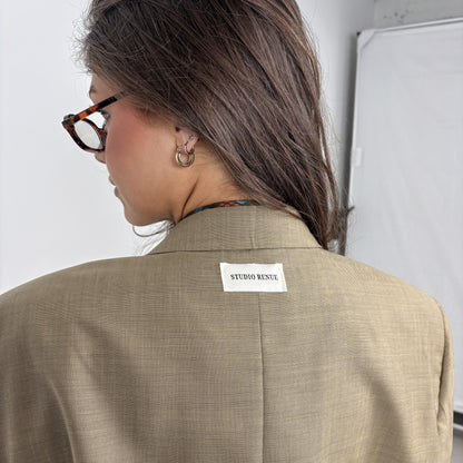 RENUED CROPPED YSL BLAZER BEIGE