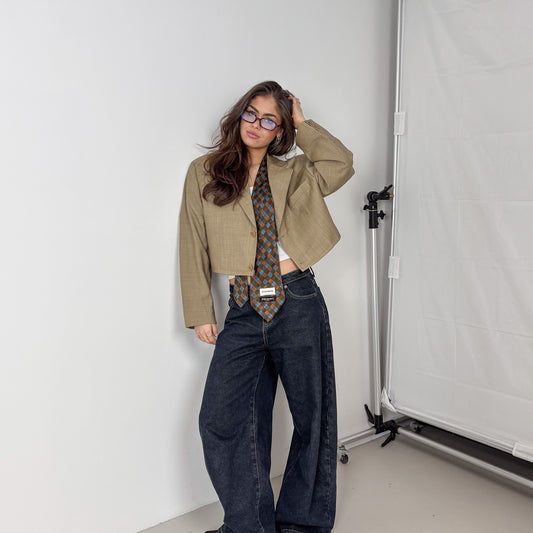 RENUED CROPPED YSL BLAZER BEIGE