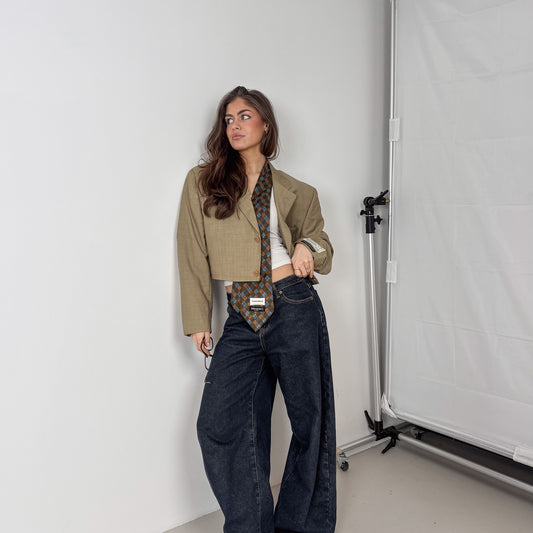 RENUED CROPPED YSL BLAZER BEIGE