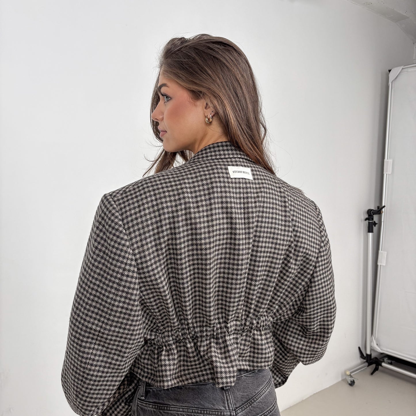 RENUED CROPPED TAILORED DIOR BLAZER HOUNDSTOOTH