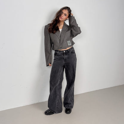 RENUED CROPPED TAILORED DIOR BLAZER HOUNDSTOOTH