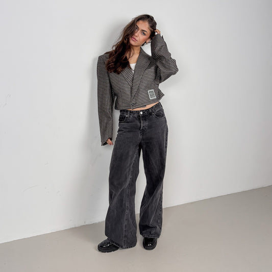 RENUED CROPPED TAILORED DIOR BLAZER HOUNDSTOOTH